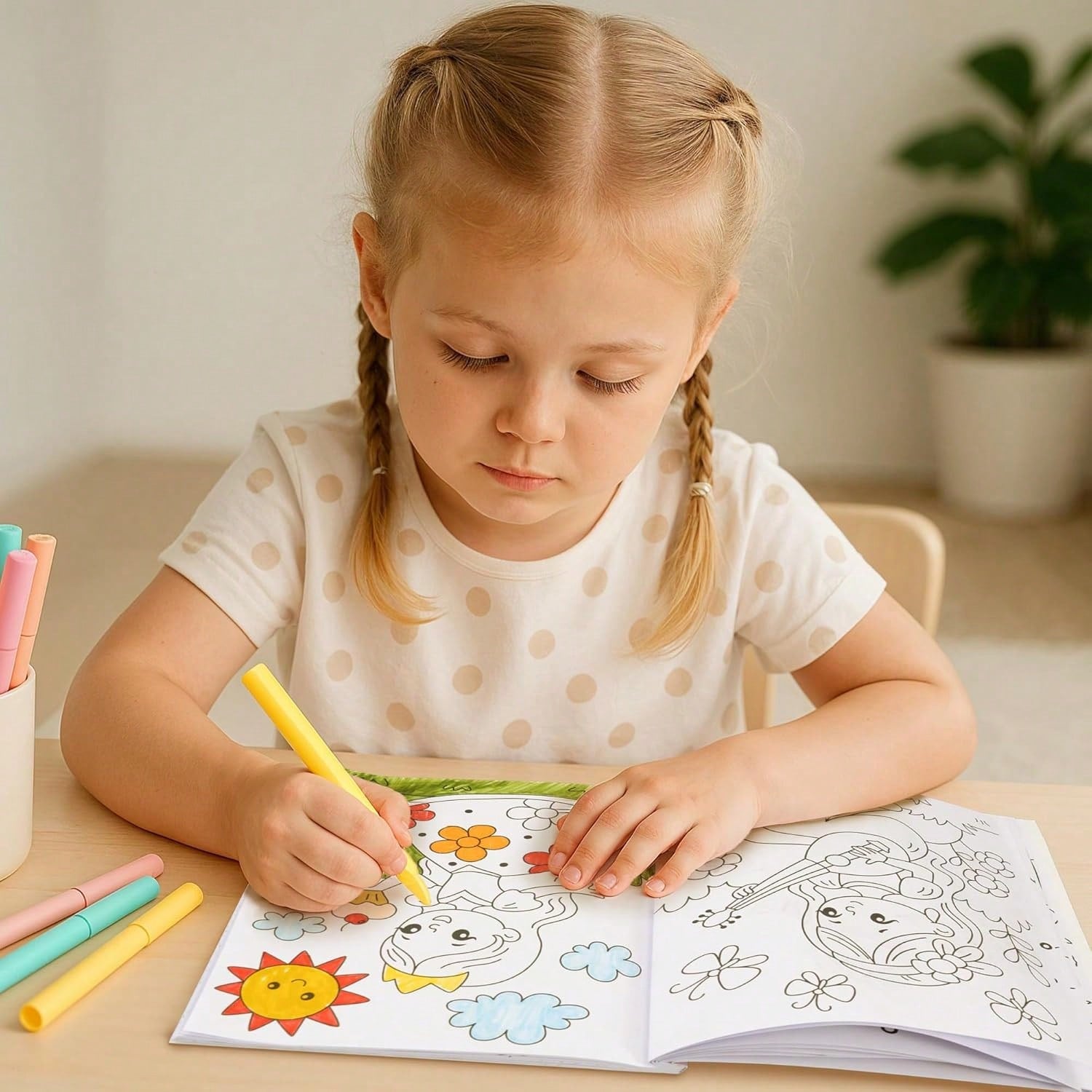 (44 Pages/140gsm/143g Per Book > Ama 130g) Children's Fun Coloring Book – Cute Princess, Unicorn And Mermaid Coloring Book, Suitable For 4–8 Year Old Girls – Easy To Color, With Magic Theme, Gift For