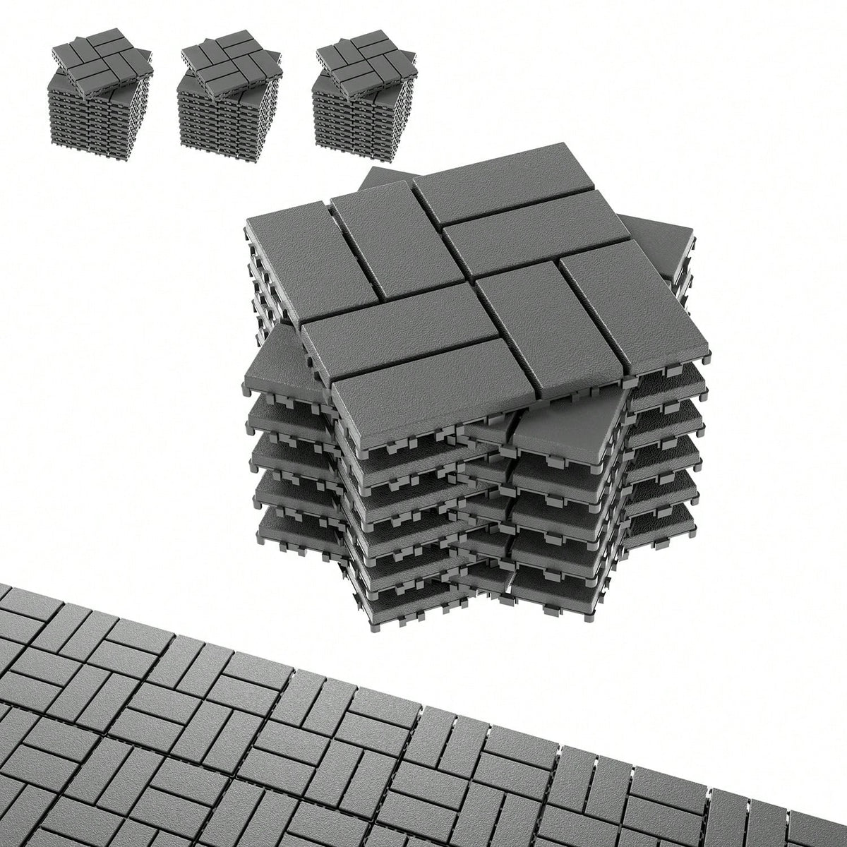 44-Piece 12x12 Inch Outdoor Floor Tiles| Waterproof, Anti-Slip & Interlocking Type, No-Tool Assembly For Poolside/ Balcony/ Backyard Patio Flooring