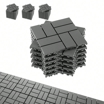 44-Piece 12x12 Inch Outdoor Floor Tiles| Waterproof, Anti-Slip & Interlocking Type, No-Tool Assembly For Poolside/ Balcony/ Backyard Patio Flooring