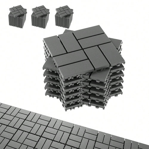44-Piece 12x12 Inch Outdoor Floor Tiles| Waterproof, Anti-Slip & Interlocking Type, No-Tool Assembly For Poolside/ Balcony/ Backyard Patio Flooring