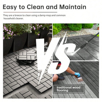 44-Piece 12x12 Inch Outdoor Floor Tiles| Waterproof, Anti-Slip & Interlocking Type, No-Tool Assembly For Poolside/ Balcony/ Backyard Patio Flooring