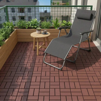 44 Pieces Of 12x12 Inch Interlocking Deck Tiles, Outdoor Terrace Flooring, Waterproof Wood Plastic Composite Deck Tiles, Backyard Anti Slip Garden Deck, Balcony, Poolside, Easy To DIY Install, Brown