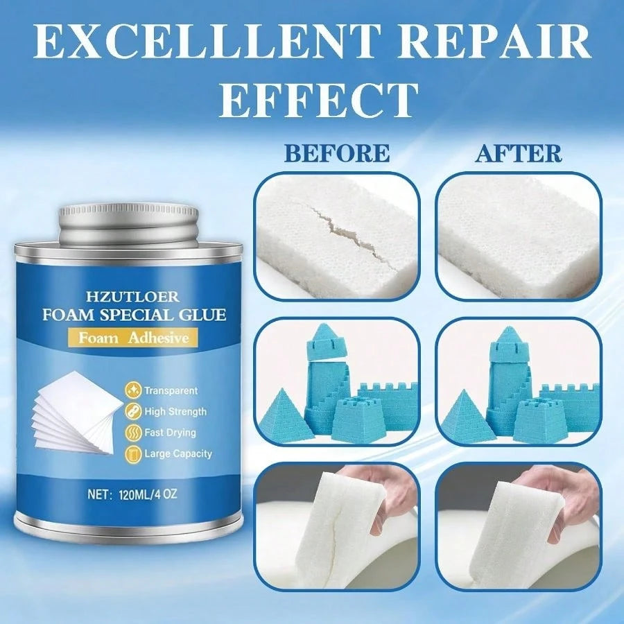4OZ Foam Glue With Brush, High Strength Foam Adhesive EVA Sponge Rubber Pearl Cotton Plastic Sheets, Waterproof Glue Crafts Model Making Home Repairs