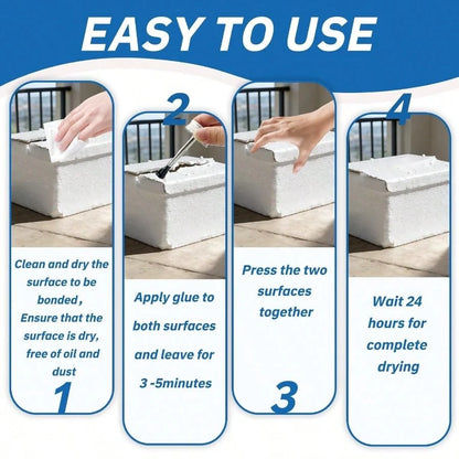 4OZ Foam Glue With Brush, High Strength Foam Adhesive EVA Sponge Rubber Pearl Cotton Plastic Sheets, Waterproof Glue Crafts Model Making Home Repairs