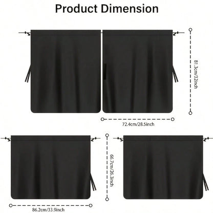 4PC Car Privacy Curtains- 95% Blackout Sunshades W/Adjustable Divider For SUV/Sedan- Privacy Shades For Travel, Camping