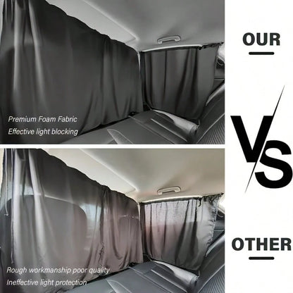 4PC Car Privacy Curtains- 95% Blackout Sunshades W/Adjustable Divider For SUV/Sedan- Privacy Shades For Travel, Camping