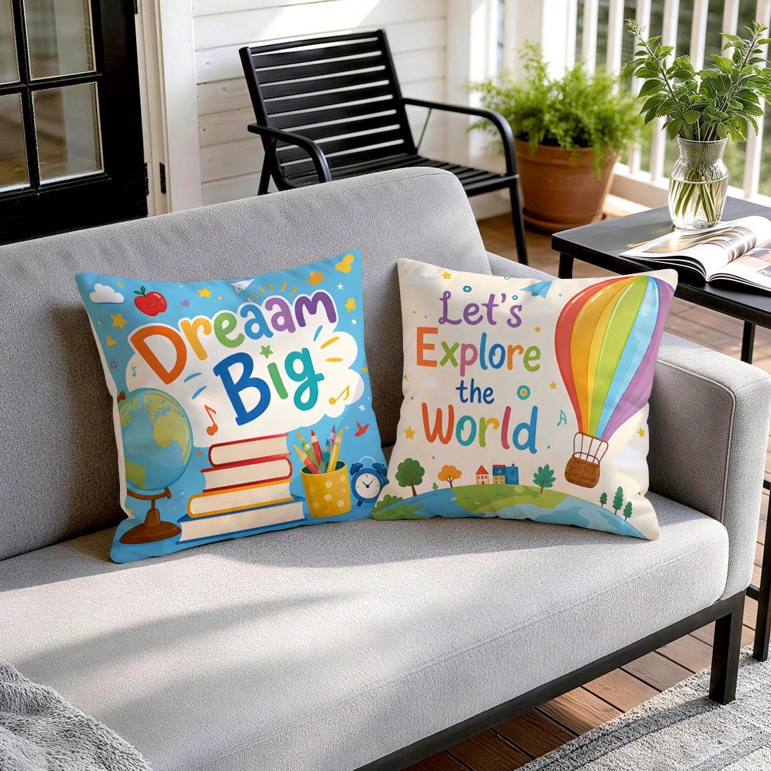 4pcs/1pc Back To School Inspirational Pattern Pillow Case Without Insert, Single-Sided Printed Pillow Case, Suitable For Living Room Bedroom Home Decor, All Seasons Pillow Case