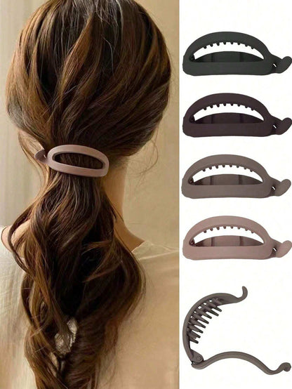 4pcs/1pc Elegant Ponytail Hair Claw Clips, Minimalist Style Hair Accessories For Women, Suitable For Fall Decor, Office, Casual Outfit Back To School Hair
