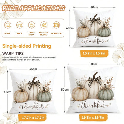 4pcs/1pc Off-White Pumpkin Autumn Pattern Pillow Case Without Insert, Single-Sided Printed Pillow Case, Suitable For Living Room Bedroom Home Decor, All-Season Pillow Case