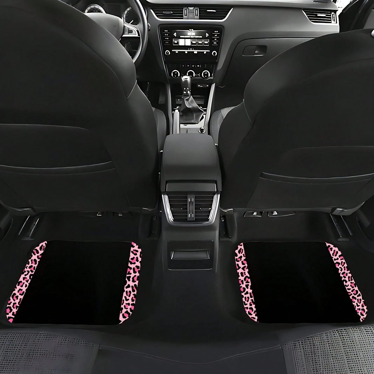 4pcs/2pcs Black Leopard Print Car Floor Mats, Made Of Anti-Slip Polyester Fiber, Suitable For Sedan, SUV, Truck And Other Vehicle Interiors, Auto Accessories