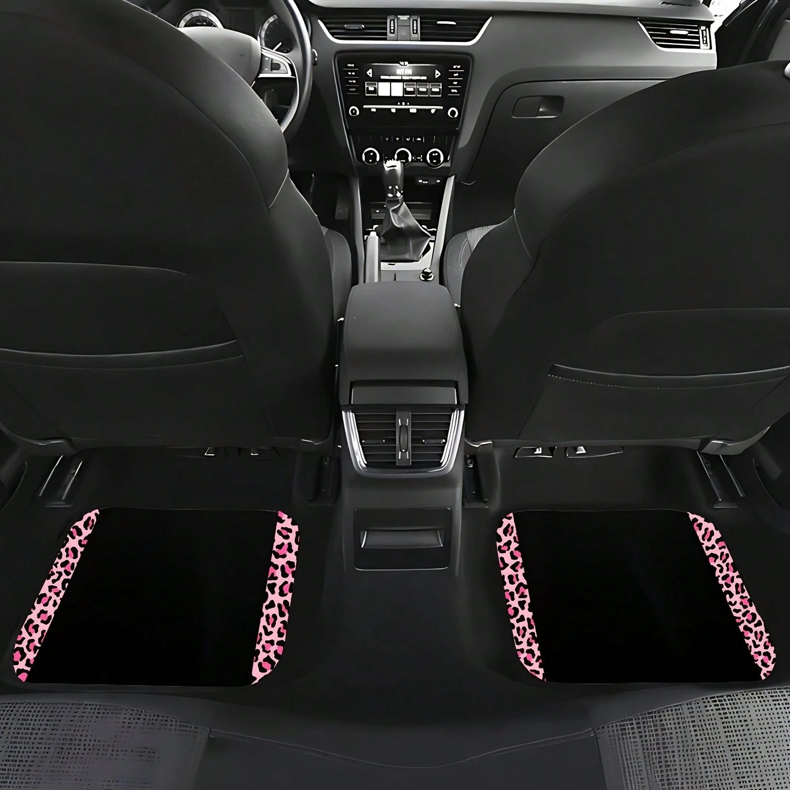 4pcs/2pcs Black Leopard Print Car Floor Mats, Made Of Anti-Slip Polyester Fiber, Suitable For Sedan, SUV, Truck And Other Vehicle Interiors, Auto Accessories