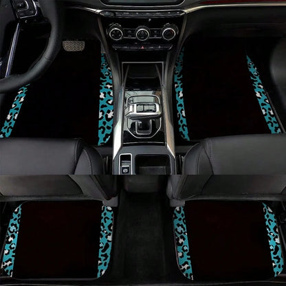 4pcs/2pcs Black Leopard Print Car Floor Mats, Made Of Anti-Slip Polyester Fiber, Suitable For Sedan, SUV, Truck And Other Vehicle Interiors, Auto Accessories