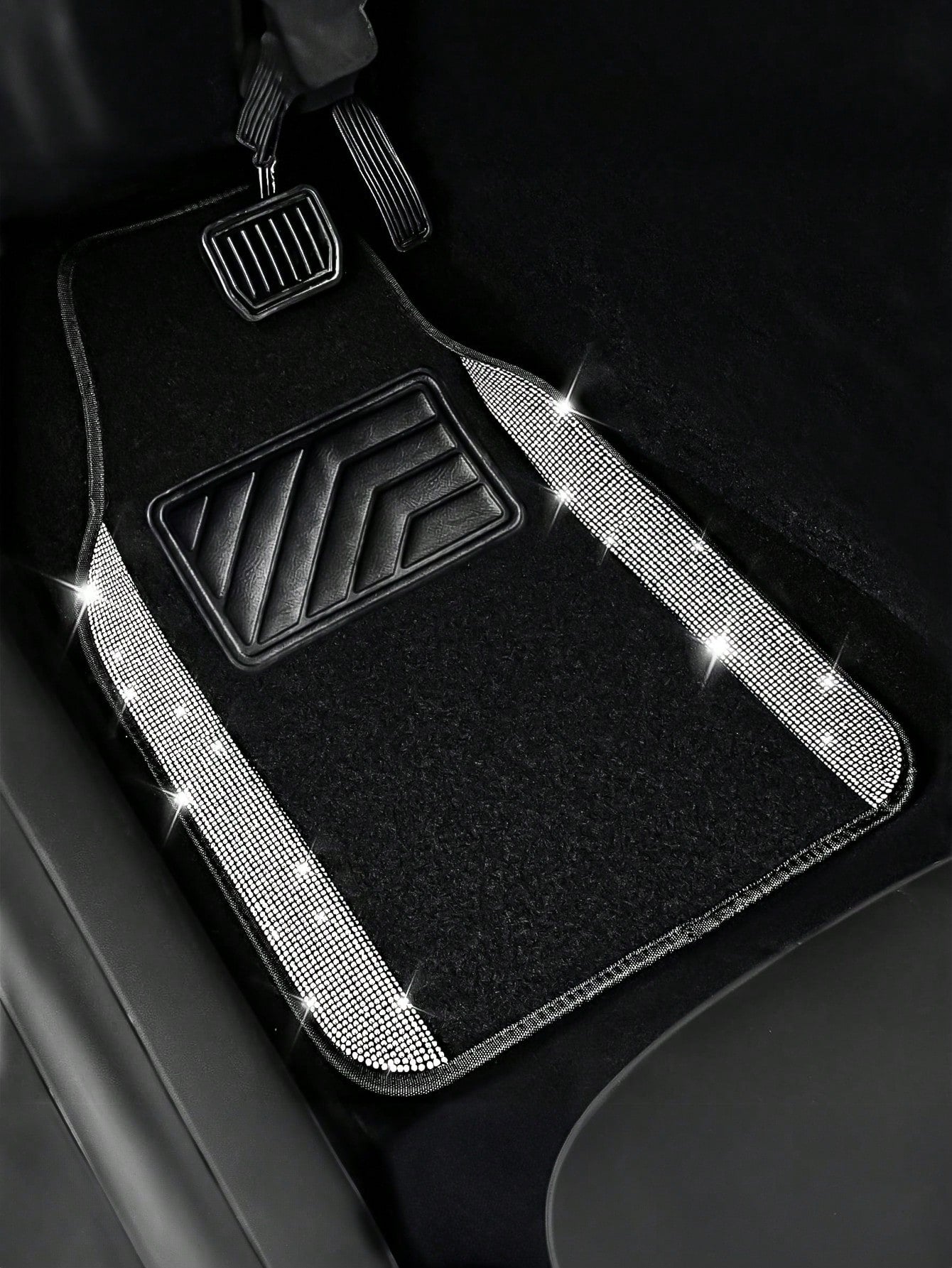 4PCS/2PCS Bling Diamond Car Floor Mats – Sparkling Crystal Rhinestone Design With Glitter Finish| Anti-Slip PVC Heel Pad, Waterproof & All-Weather Protection| Universal Fit For Front & Rear Rows, Co