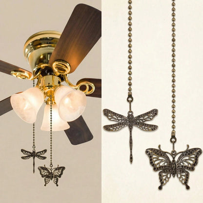 4pcs/2pcs Butterfly Dragonfly Ceiling Fan Pull Chain Decorative Totem Bohemian Style Pull Chain Pendant Extension 14 Inch Lighting Ceiling Fan Beads Ball Shaped Pull Chain Extension Decorative Ornamen