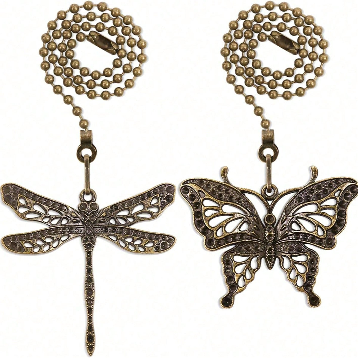 4pcs/2pcs Butterfly Dragonfly Ceiling Fan Pull Chain Decorative Totem Bohemian Style Pull Chain Pendant Extension 14 Inch Lighting Ceiling Fan Beads Ball Shaped Pull Chain Extension Decorative Ornamen