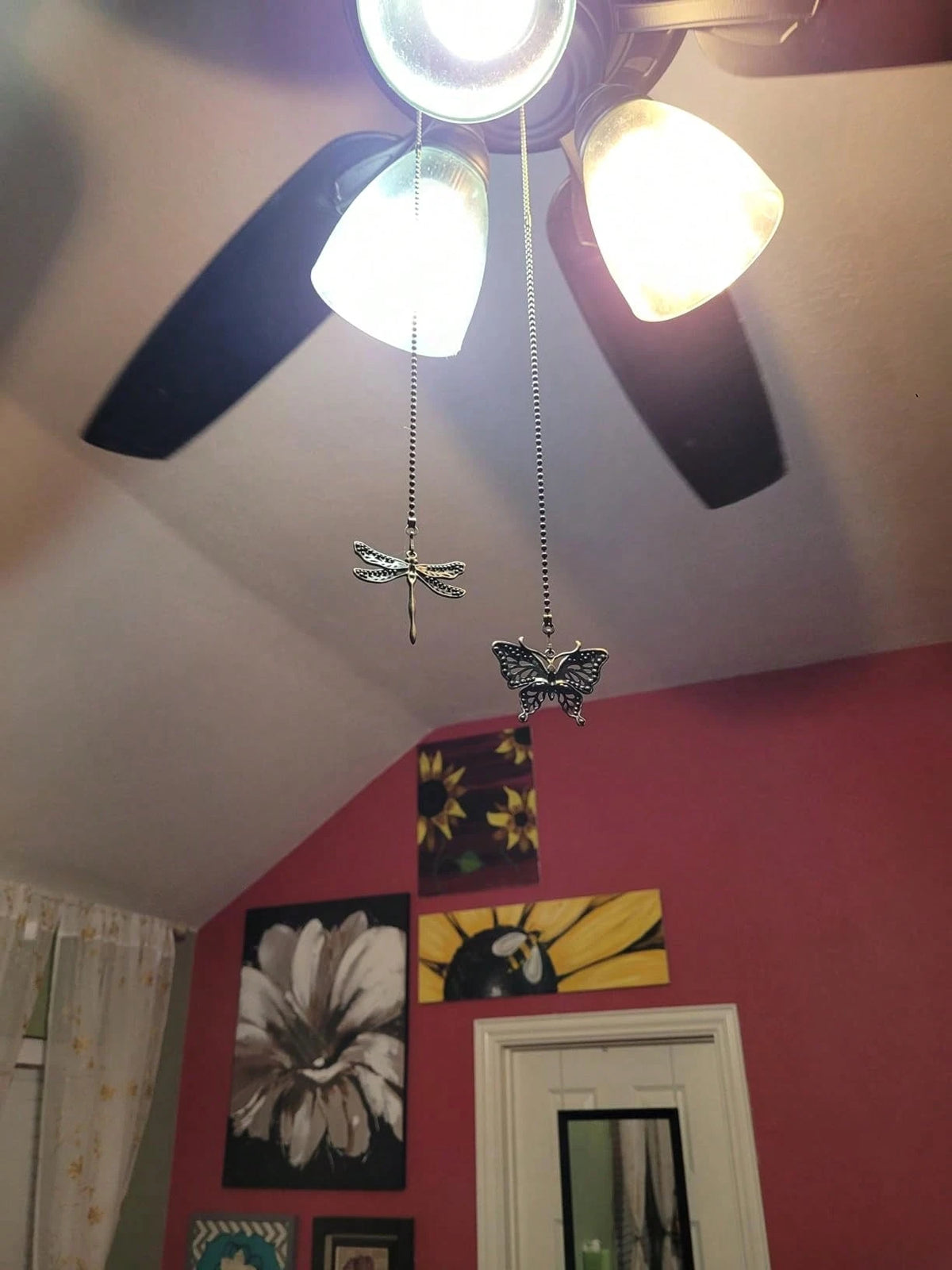 4pcs/2pcs Butterfly Dragonfly Ceiling Fan Pull Chain Decorative Totem Bohemian Style Pull Chain Pendant Extension 14 Inch Lighting Ceiling Fan Beads Ball Shaped Pull Chain Extension Decorative Ornamen