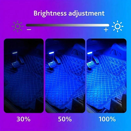 4pcs 48-LED Car Interior Lights Strips With Sound-Activated & Remote Control, Multicolor Music Car Decor Accessories, Waterproof Underdash Lighting Kit With Car Charger, 12V