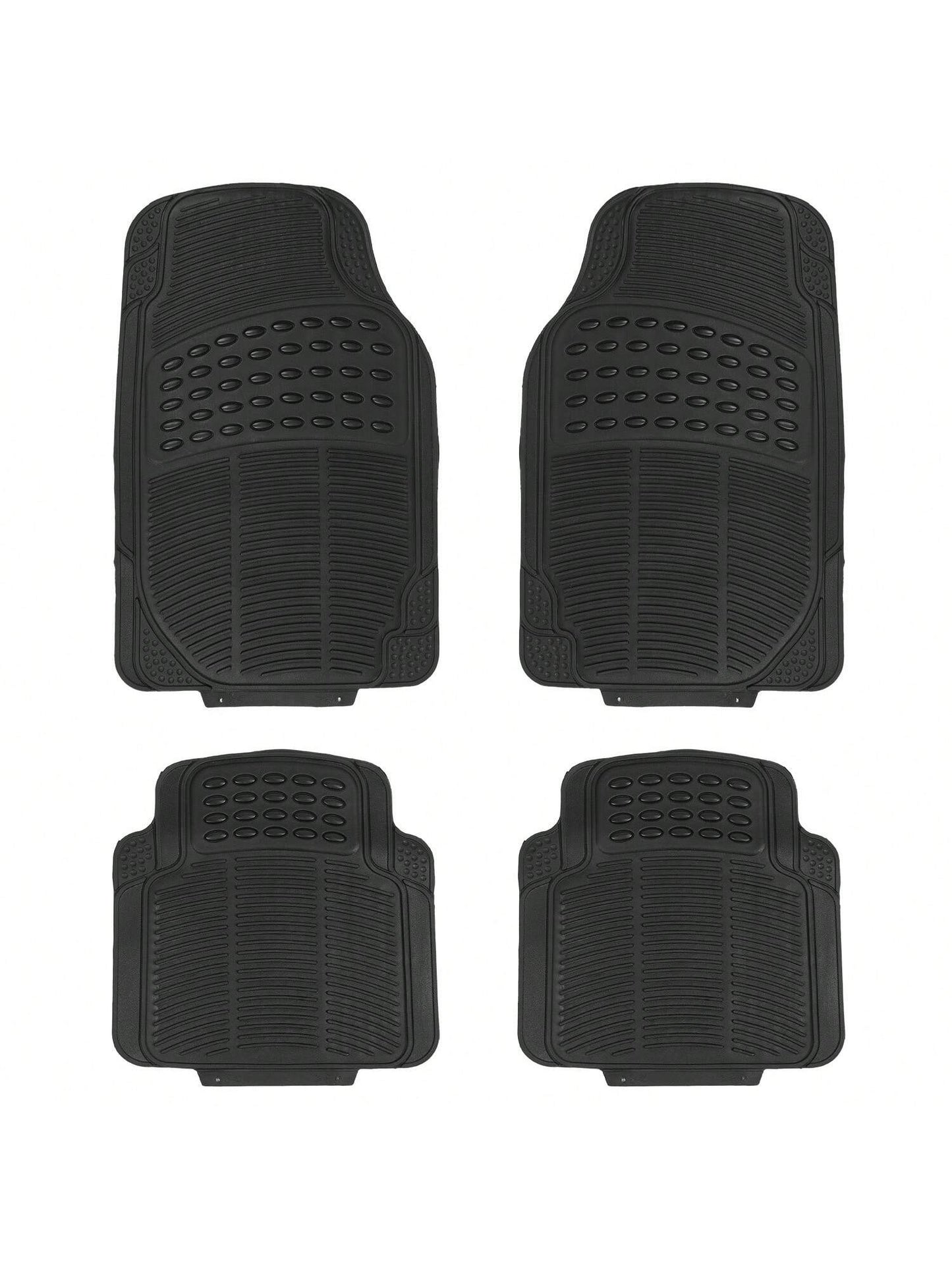 4Pcs Automotive Floor Mats Front And Rear PVC Rubber Floor Mats Heavy Duty Drive Vehicle Car Mats With Trimmable Design Fit Most Cars SUVs Trucks