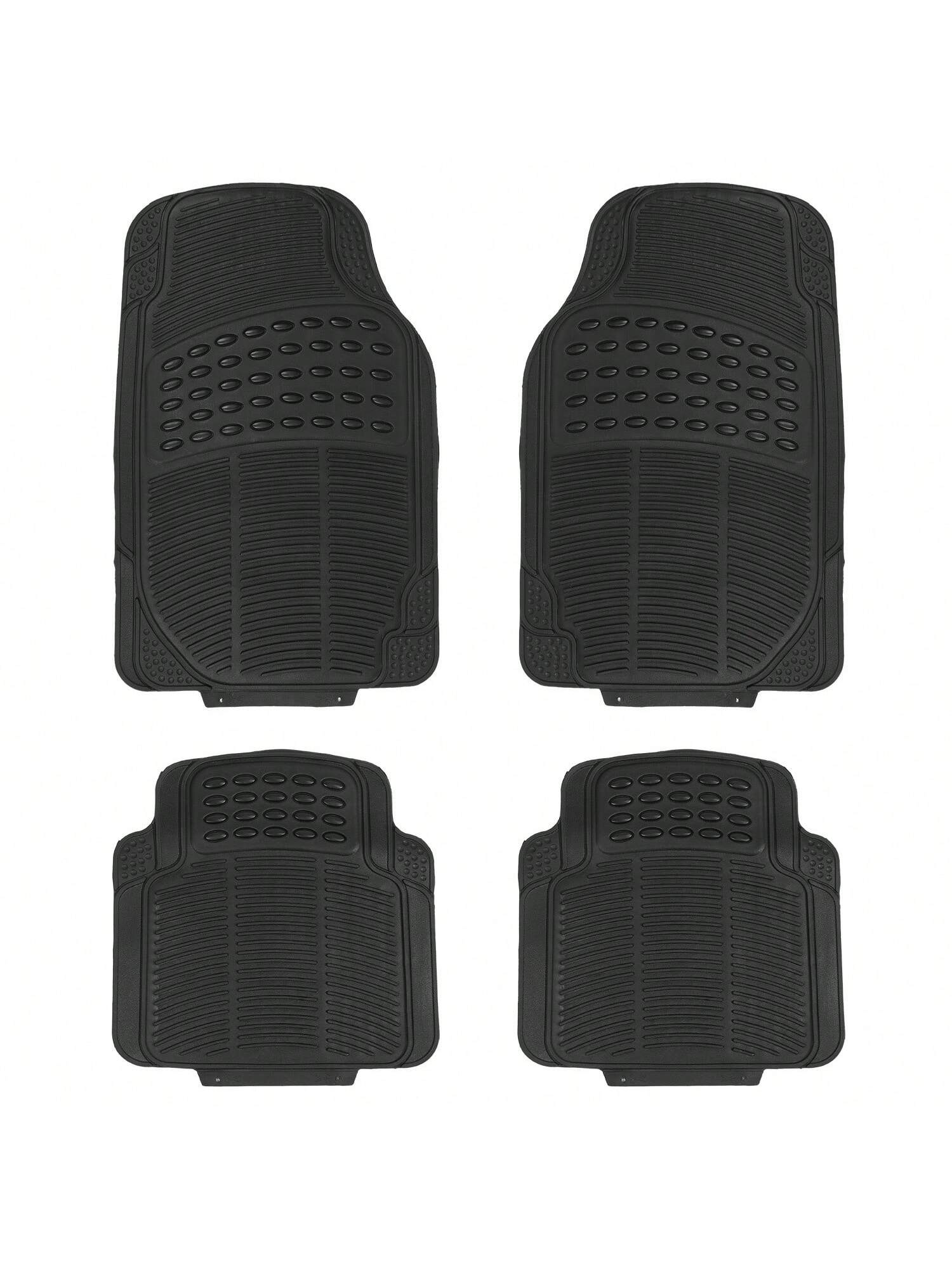 4Pcs Automotive Floor Mats Front And Rear PVC Rubber Floor Mats Heavy Duty Drive Vehicle Car Mats With Trimmable Design Fit Most Cars SUVs Trucks
