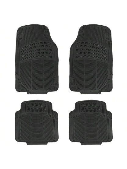 4Pcs Automotive Floor Mats Front And Rear PVC Rubber Floor Mats Heavy Duty Drive Vehicle Car Mats With Trimmable Design Fit Most Cars SUVs Trucks