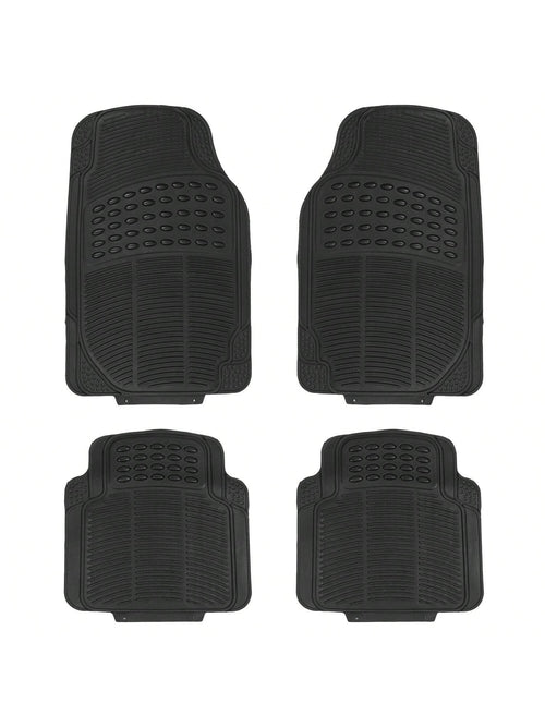 4Pcs Automotive Floor Mats Front And Rear PVC Rubber Floor Mats Heavy Duty Drive Vehicle Car Mats With Trimmable Design Fit Most Cars SUVs Trucks