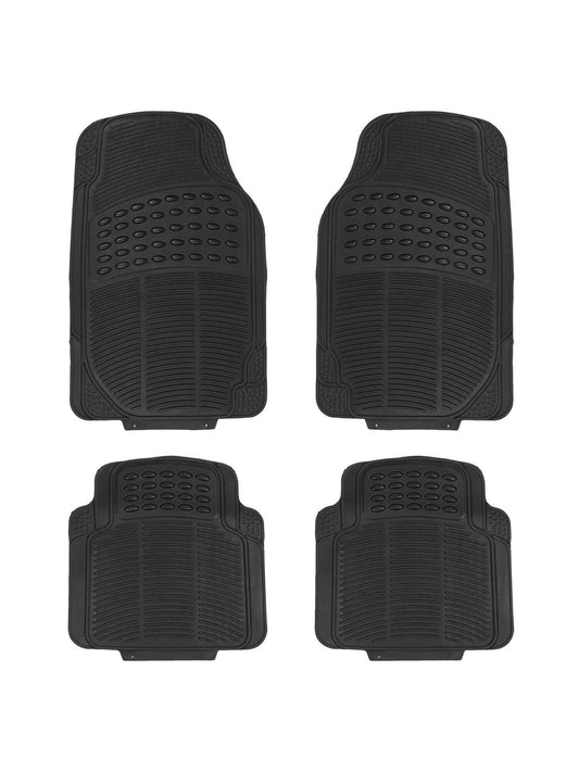 4Pcs Automotive Floor Mats Front And Rear PVC Rubber Floor Mats Heavy Duty Drive Vehicle Car Mats With Trimmable Design Fit Most Cars SUVs Trucks