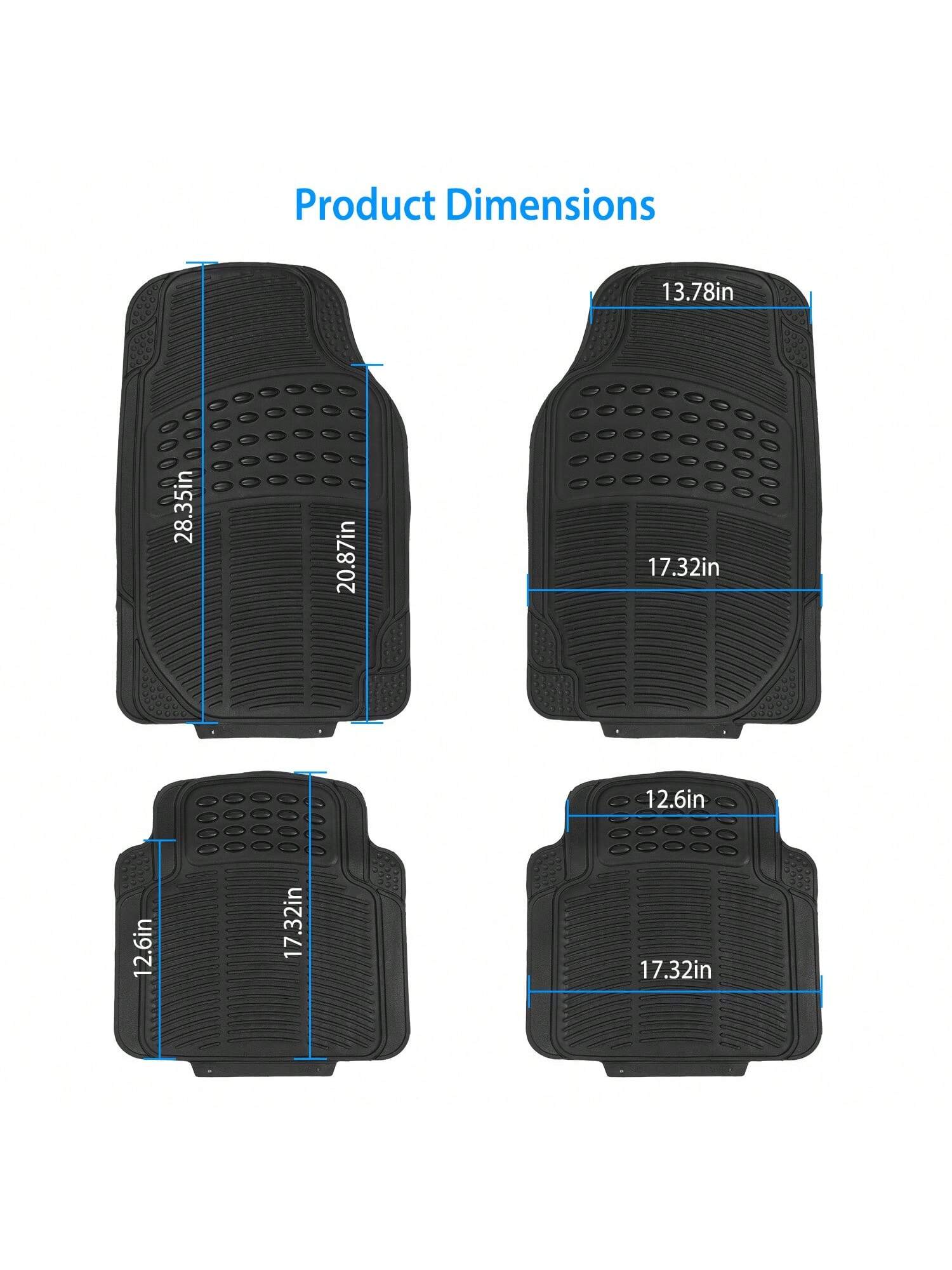 4Pcs Automotive Floor Mats Front And Rear PVC Rubber Floor Mats Heavy Duty Drive Vehicle Car Mats With Trimmable Design Fit Most Cars SUVs Trucks