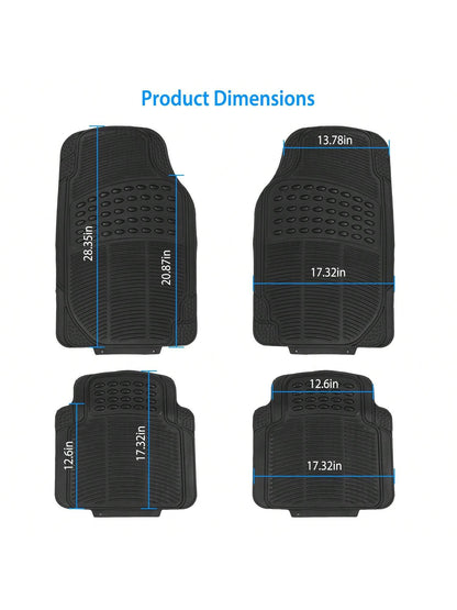 4Pcs Automotive Floor Mats Front And Rear PVC Rubber Floor Mats Heavy Duty Drive Vehicle Car Mats With Trimmable Design Fit Most Cars SUVs Trucks