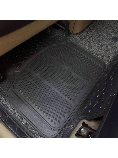 4Pcs Automotive Floor Mats Front And Rear PVC Rubber Floor Mats Heavy Duty Drive Vehicle Car Mats With Trimmable Design Fit Most Cars SUVs Trucks