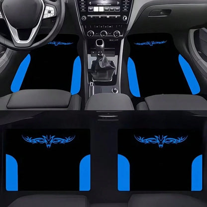 4pcs Car Floor Mats- Black & Blue Design, High Quality Material, Fashionable & Durable, Universal Fit For Most Vehicles, Easy To Clean, Car Interior Decor Mat, Automotive Carpet, Holiday Gift