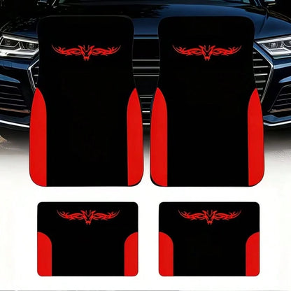 4pcs Car Floor Mats- Black & Blue Design, High Quality Material, Fashionable & Durable, Universal Fit For Most Vehicles, Easy To Clean, Car Interior Decor Mat, Automotive Carpet, Holiday Gift