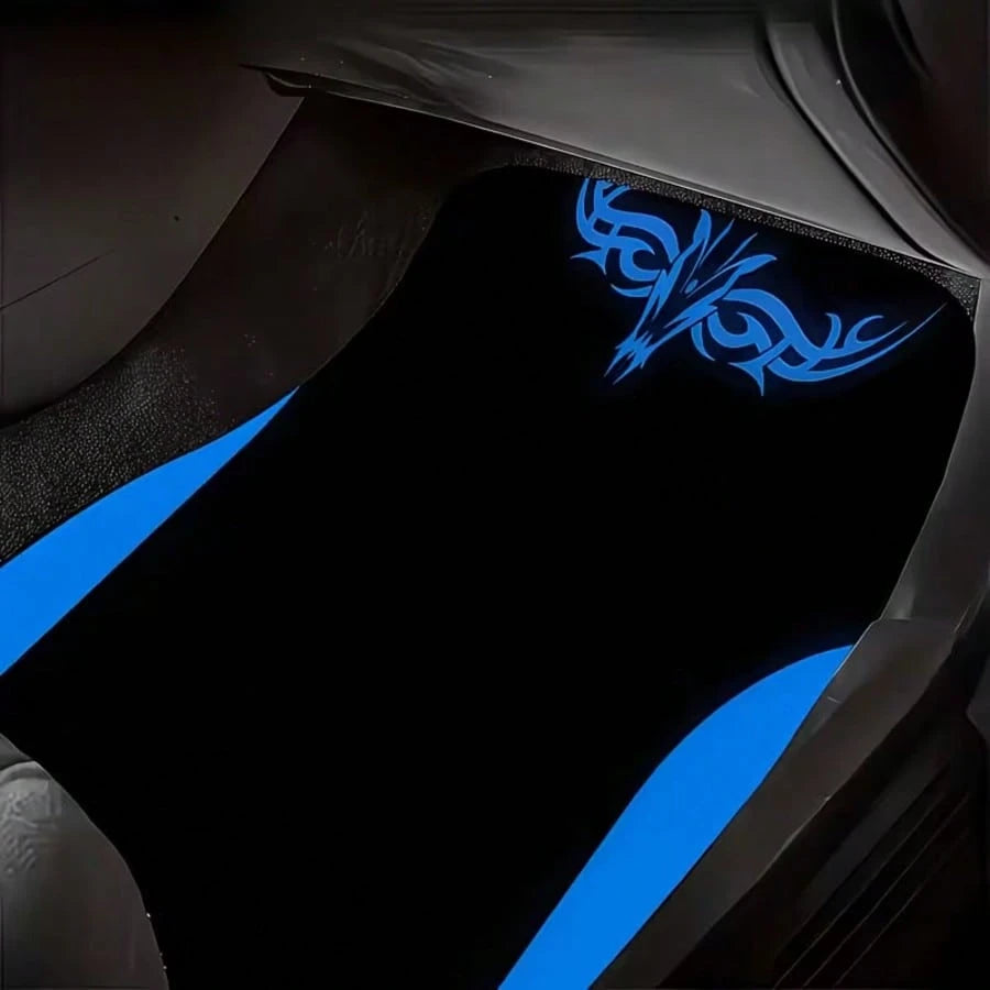 4pcs Car Floor Mats- Black & Blue Design, High Quality Material, Fashionable & Durable, Universal Fit For Most Vehicles, Easy To Clean, Car Interior Decor Mat, Automotive Carpet, Holiday Gift