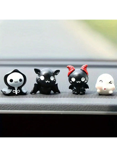 4pcs Cute Halloween Themed Resin Car Dashboard Hanging Decor- Charming Car Interior Accessories