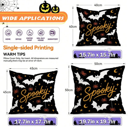 4pcs Halloween Ghost Pattern Pillow Covers Without Inserts, Single-Sided Printed Pillow Covers, Suitable For Living Room Bedroom Home Decor, All-Season Pillow Covers