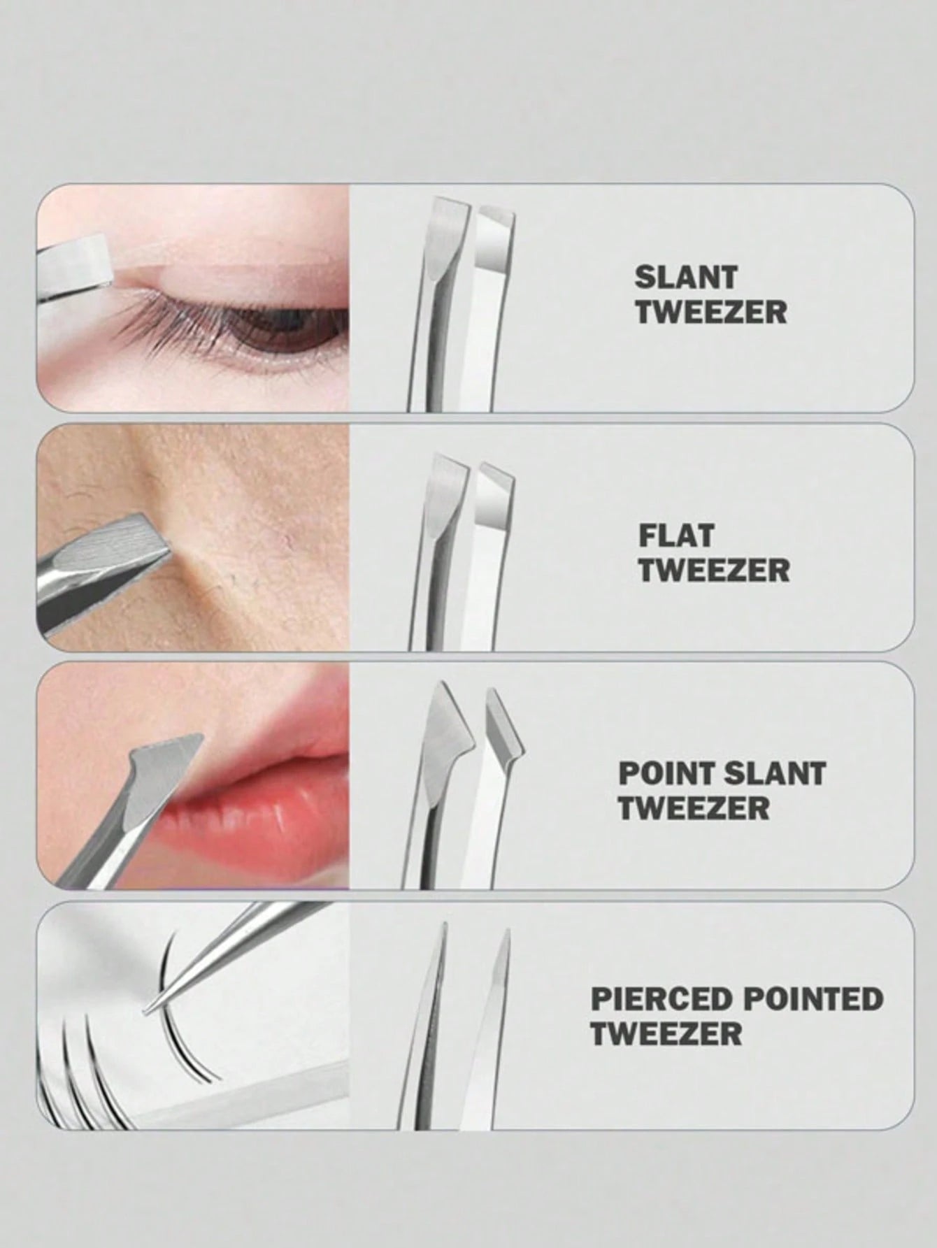 4pcs Japanese Style Stainless Steel Precision Tweezers Set, Odorless, Suitable For Eyebrow, Eyelash And Ingrown Hair Removal