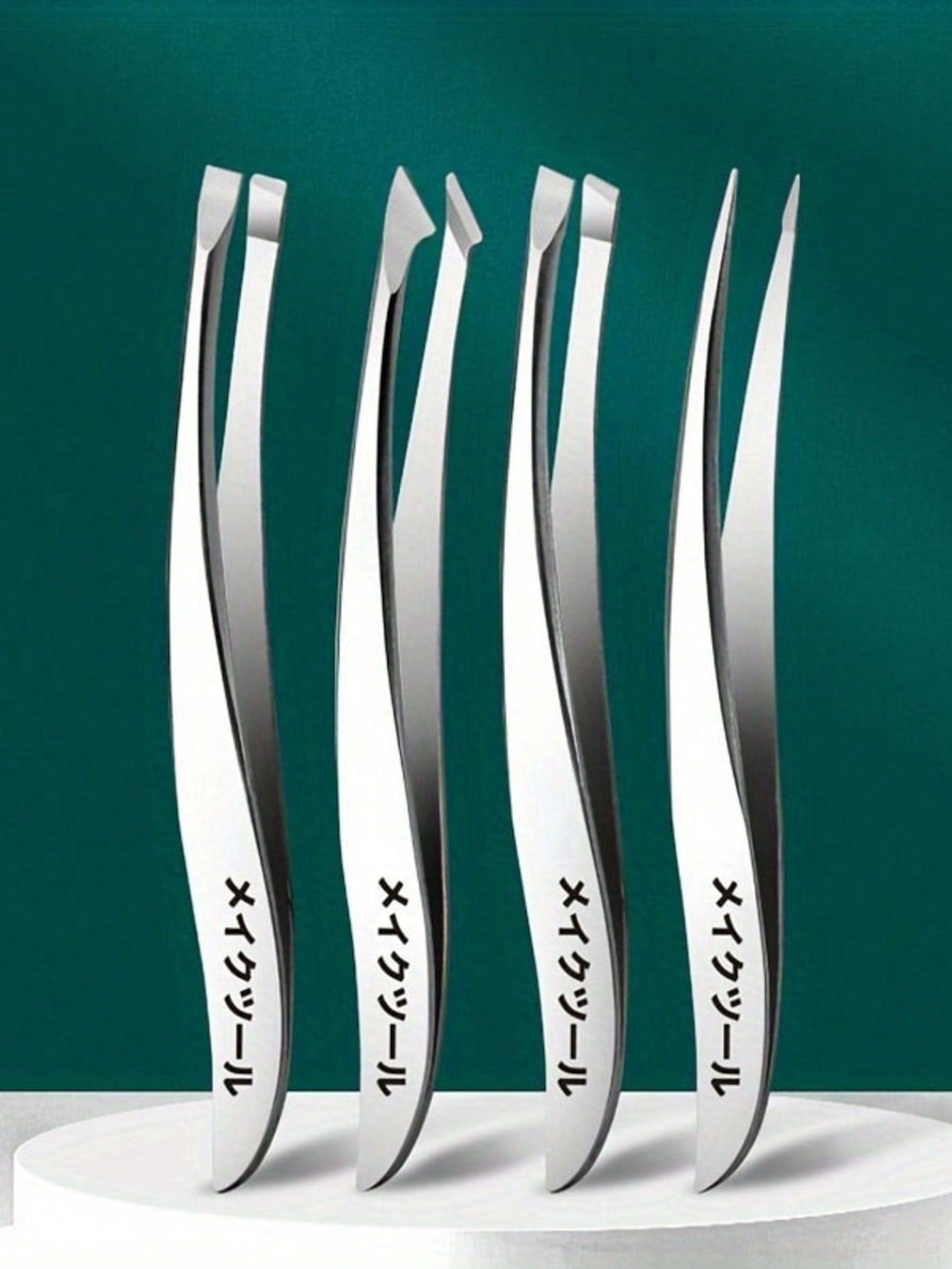4pcs Japanese Style Stainless Steel Precision Tweezers Set, Odorless, Suitable For Eyebrow, Eyelash And Ingrown Hair Removal
