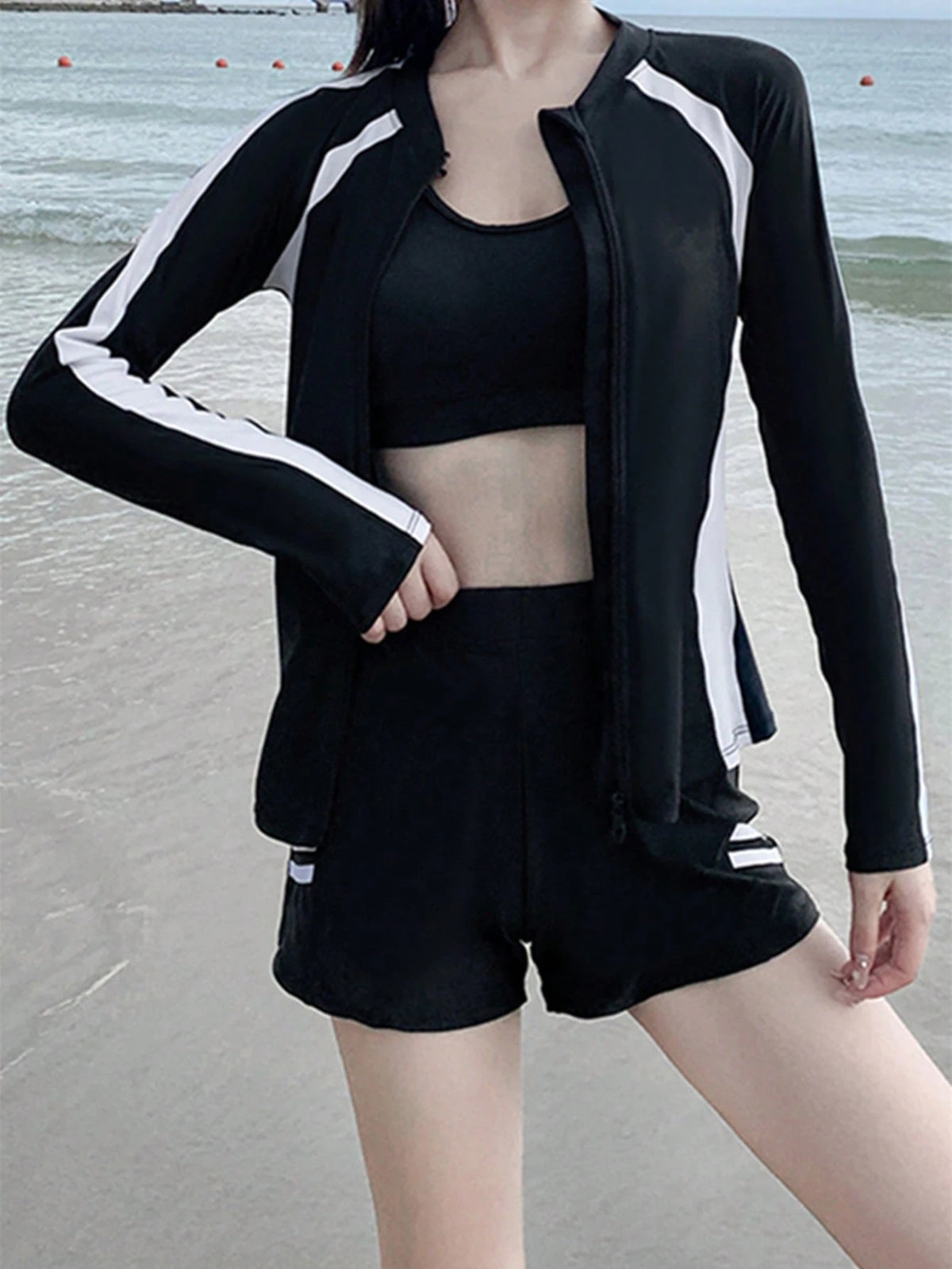 4pcs Long Sleeve And Pants Beach Diving Suit Set Spring Sports Vacation Summer