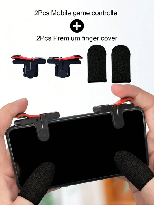4pcs Mobile Game Trigger Controller Set, For Mobile Games Competition, Black