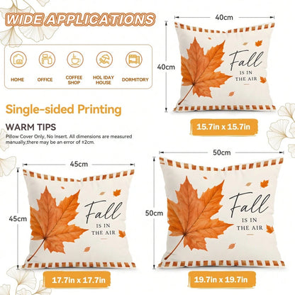 4pcs Orange Plaid Stripe Autumn Text Pumpkin Pattern Pillow Covers, Single-Sided Print Cushion Covers, Suitable For Living Room, Bedroom, Home Decor, All-Season Use
