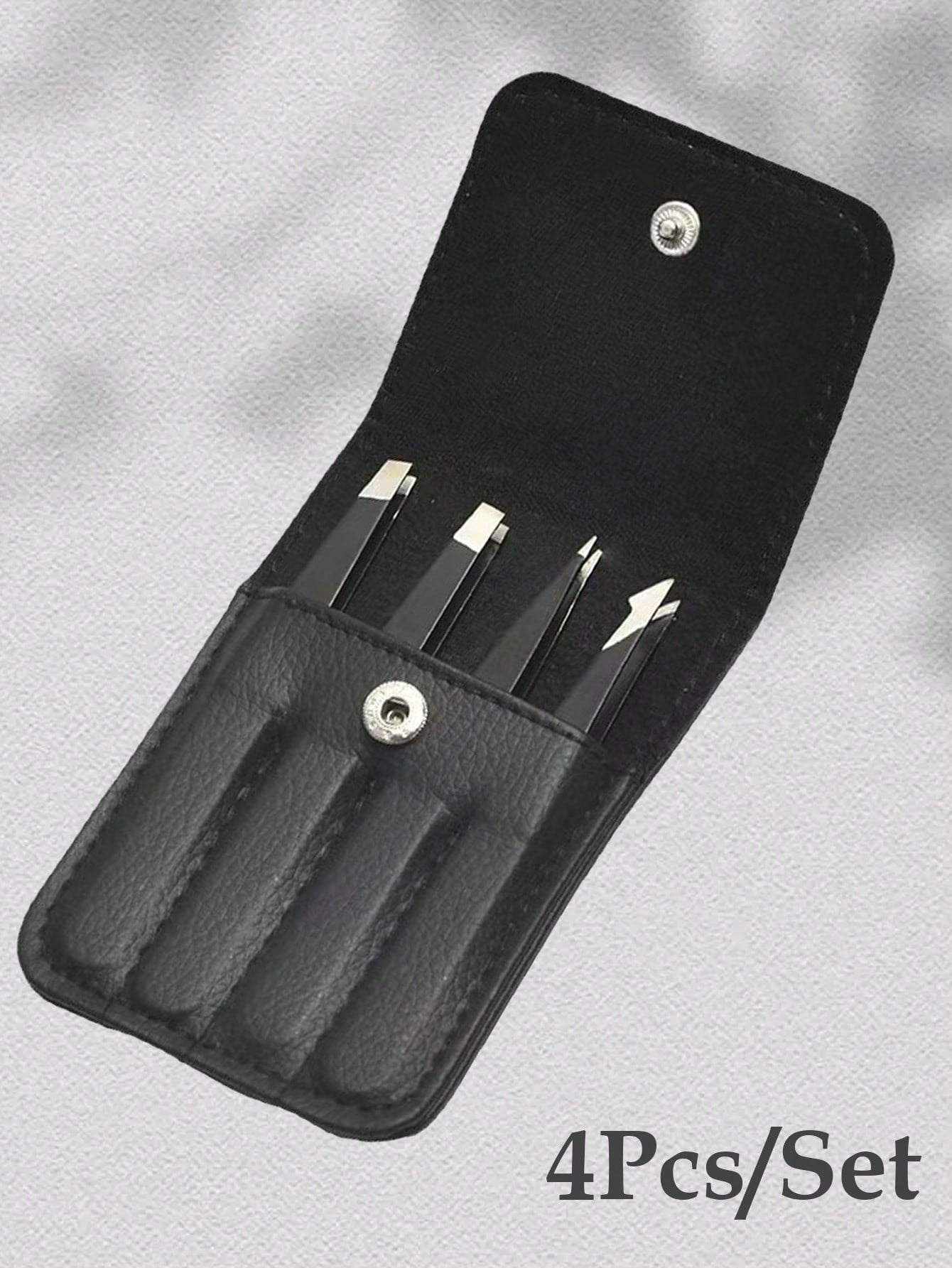 4pcs/Set, 4 Eyebrow Tweezers With Pink Leather Case, Beauty Tools For Eyebrows, Eyelashes, Facial Hair, Also Can Be Used For Nail Stickers, Portable Tweezer Set, Convenient For Storage And Suitable Fo