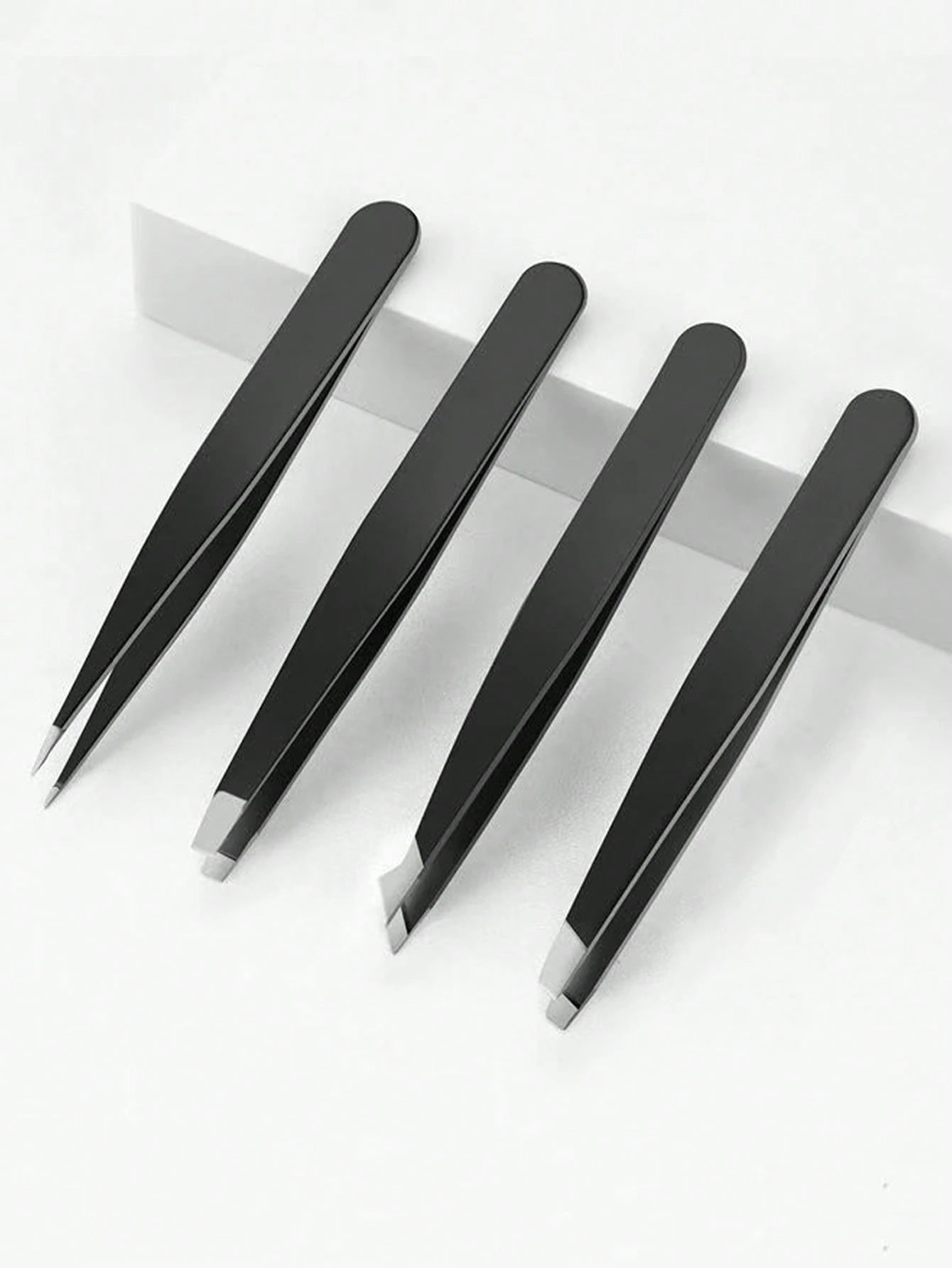 4pcs/Set, 4 Eyebrow Tweezers With Pink Leather Case, Beauty Tools For Eyebrows, Eyelashes, Facial Hair, Also Can Be Used For Nail Stickers, Portable Tweezer Set, Convenient For Storage And Suitable Fo