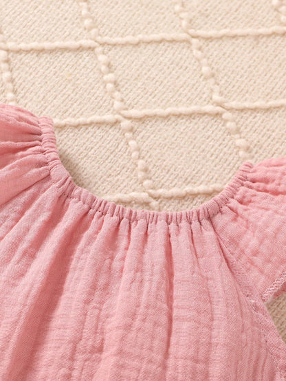 4pcs/Set, Baby Girl, Casual Fashion Cute Elegant, Soft Comfortable, Floral Pattern Ruffle Cotton Bodysuit And Bowknot Decorated Headband Set, Baby Girl Clothing, Newborn Baby Girl Clothing, Baby Suppl