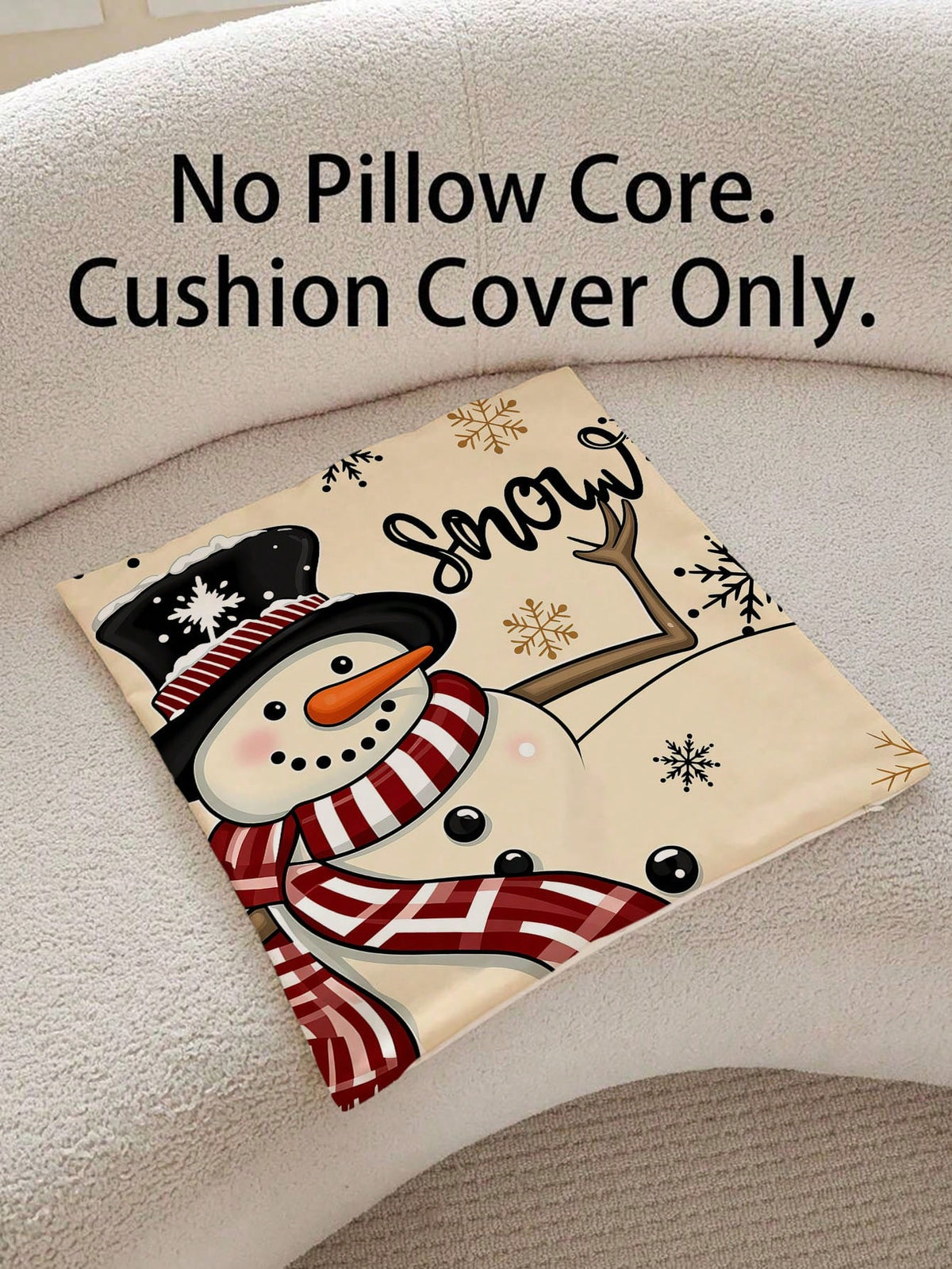 4pcs Set Merry Christmas Text Pattern Throw Pillow Covers, Cute Santa Claus, Snowman, Holiday Theme Farmhouse Style Sofa Decor (Pillow Inserts Not Included)