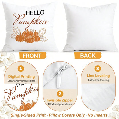 4pcs Simple Acorn Autumn Line Pattern Pillow Covers Without Inserts, Single-Sided Printed Pillow Covers, Suitable For Living Room Bedroom Home Decor, All-Season Pillow Covers