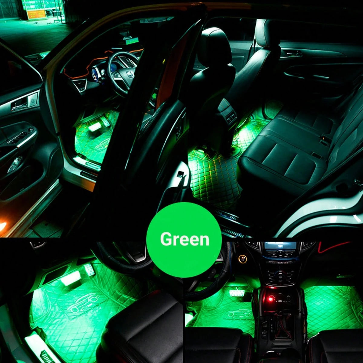 4pcs Smart RGB Car Interior Lights, 48/72 LED Beads Car Decorative Atmosphere Lights With Remote Control, Car Light Strips, Car Decoration, Car Accessories, Waterproof, Music Mode, Suitable For All Ca
