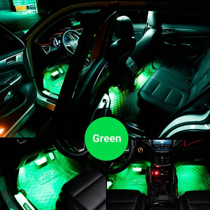 4pcs Smart RGB Car Interior Lights, 48/72 LED Beads Car Decorative Atmosphere Lights With Remote Control, Car Light Strips, Car Decoration, Car Accessories, Waterproof, Music Mode, Suitable For All Ca