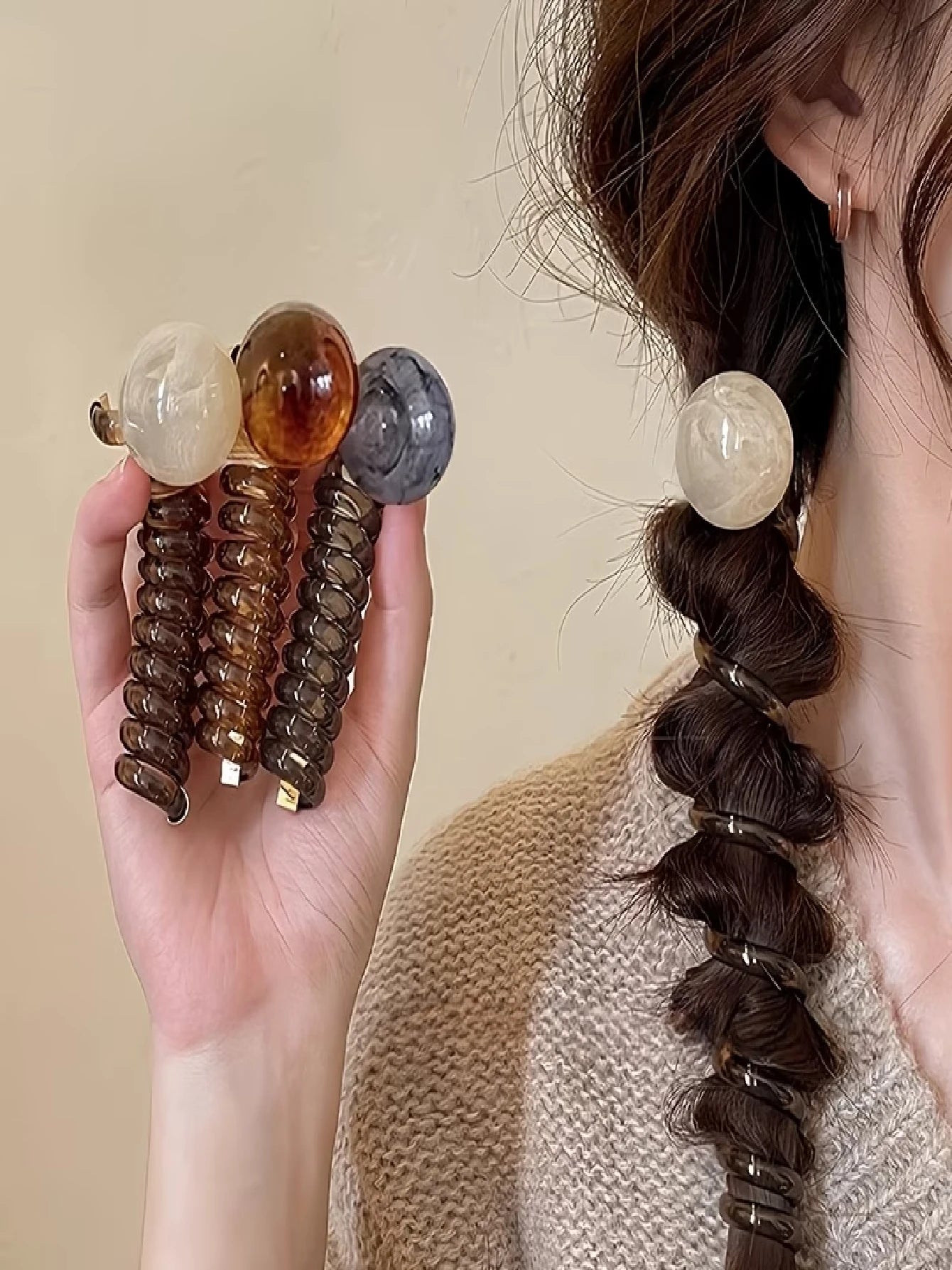 4pcs Spiral Spiral Hair Ties, Non-Damaging For All Hair Types, Vintage Bubble Braid Hair Ropes Elastic Bands For Women