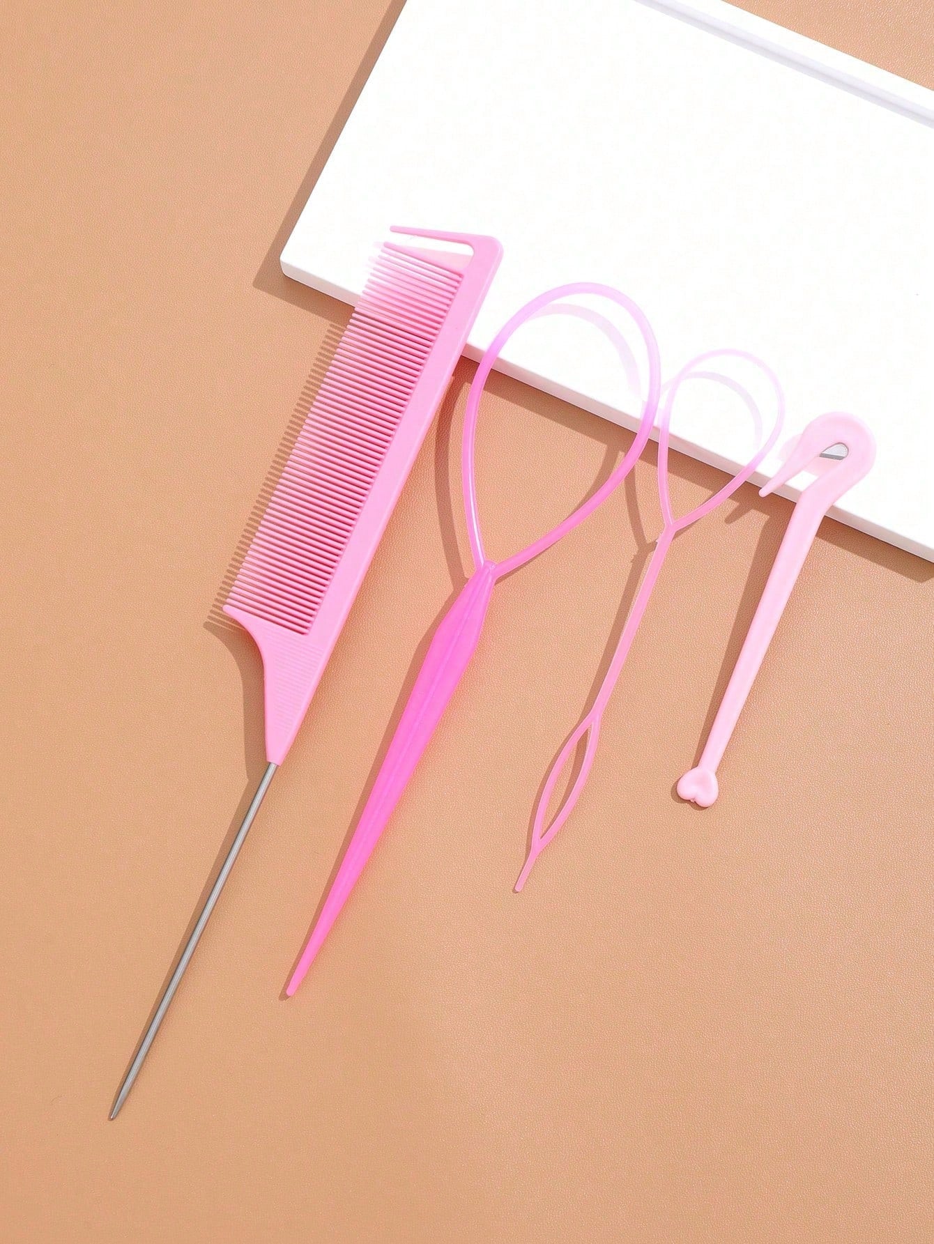 4Pcs Topsy Tail Hair Tool Hair Looping Tool Hair Braiding Tool With Rat Tail Comb, Ponytail Loop Hai
