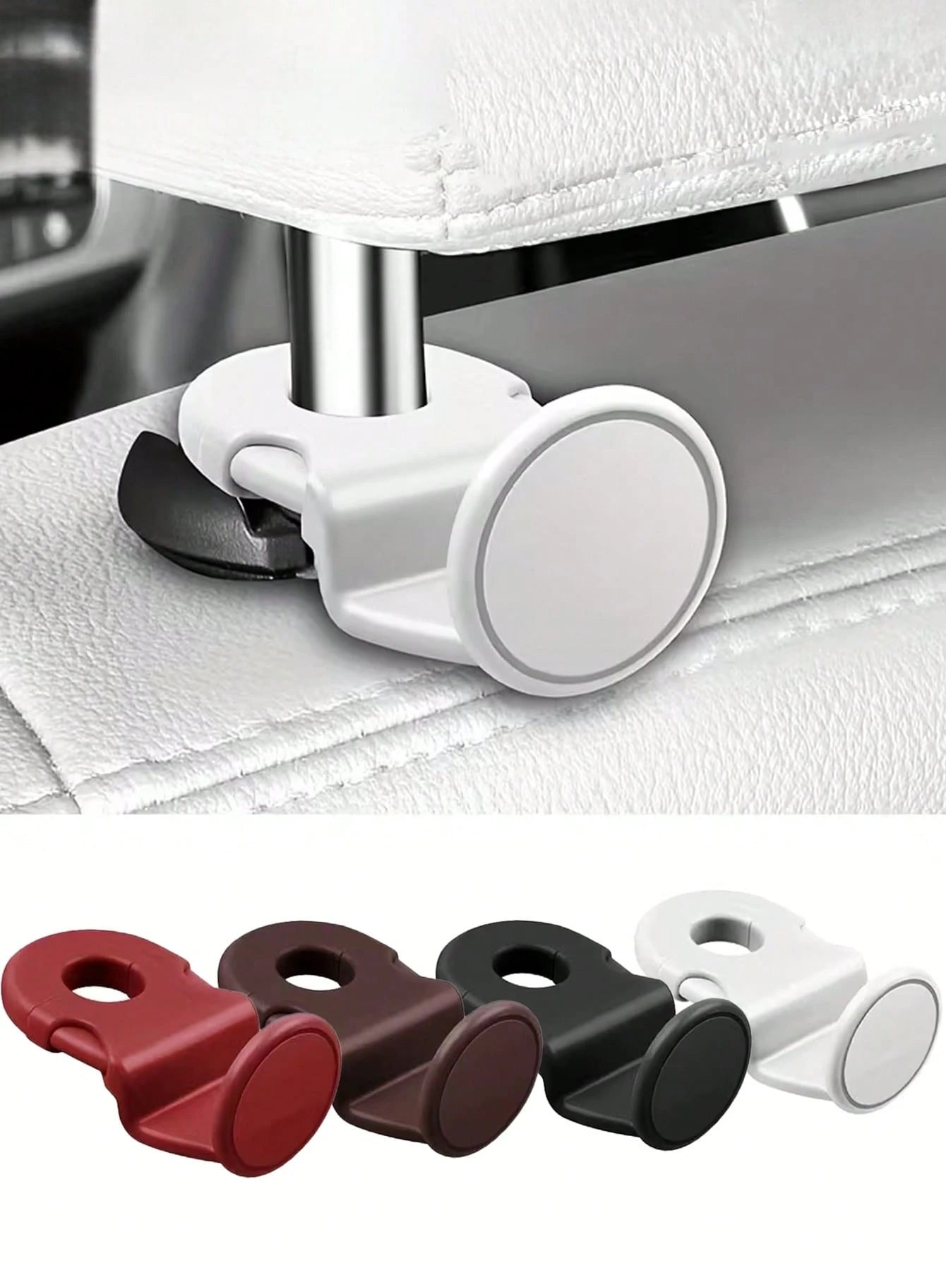 4pcs Universal Car Seat Back Hooks, Durable ABS Material, Car Storage Hanging Hooks, Suitable For Backseat, Bag Hooks, Car Interior Decor Accessories, Fit For All Vehicle Models