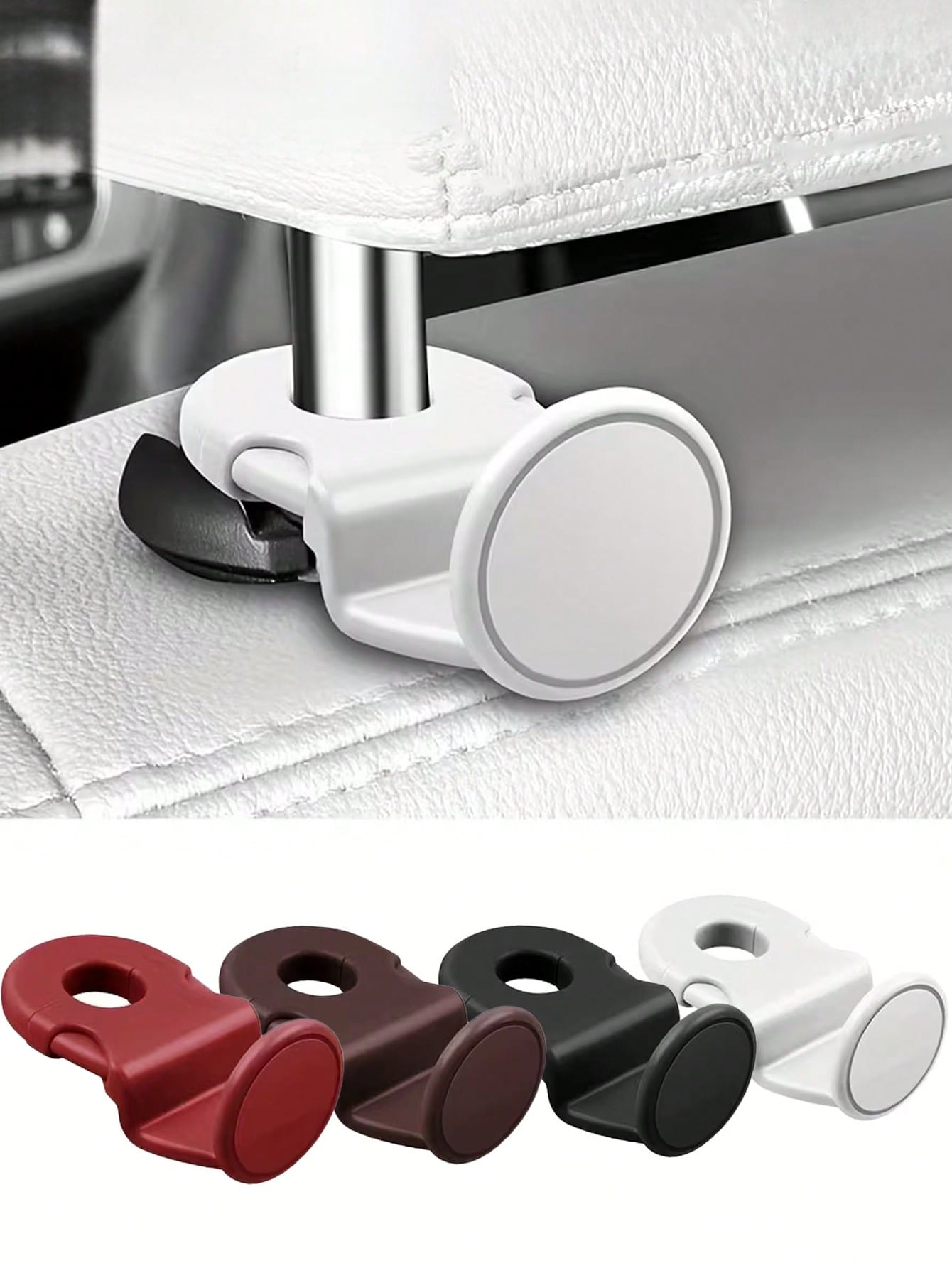 4pcs Universal Car Seat Back Hooks, Durable ABS Material, Car Storage Hanging Hooks, Suitable For Backseat, Bag Hooks, Car Interior Decor Accessories, Fit For All Vehicle Models